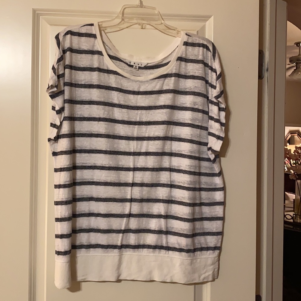 Cabi White with Black strips Top Size Small